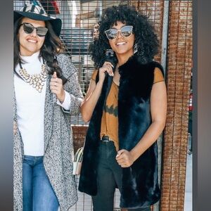 Black Faux Fur Vest for Women